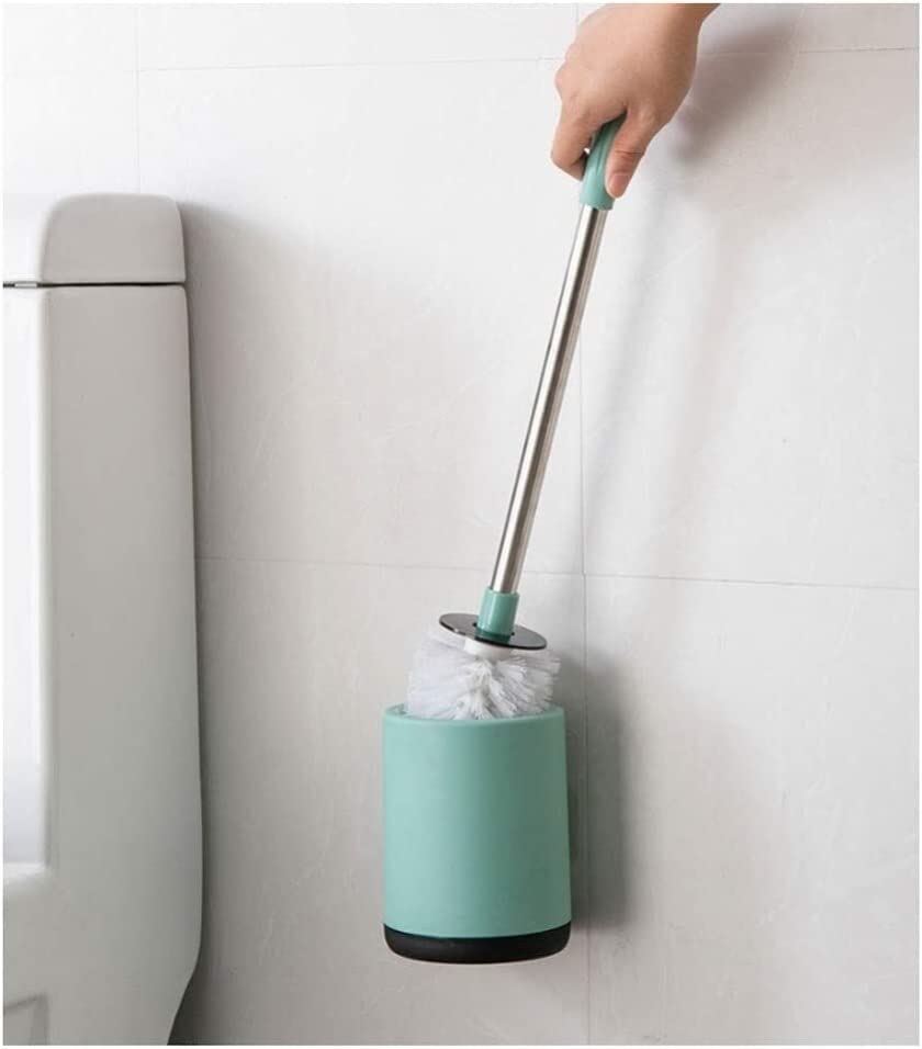 Juego de escobilla de inodoro para montaje en pared, soporte sin taladro, kit creativo de limpieza de baño, elegantes cepillos de inodoro blancos y soporte para un fácil mantenimiento e higiene