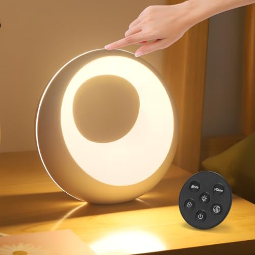 Wothfav Lámpara de Mesita de Noche Táctil, Lampara Mesita Noche con RGB Colores Ajustables, Lámpara de Mesa Recargable con USB, 5 Brillos, Temporizador, Lámpara de Noche Pequeña para Dormitorio Salón