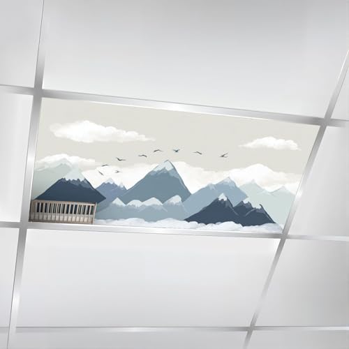 4 Pcs Fluorescent Light Covers for Ceiling Lights Kids mountains nursery for kids room babies nursery Magnetic Decorative Shade Filters 4x2 ft for Classroom Office Hospital Decor