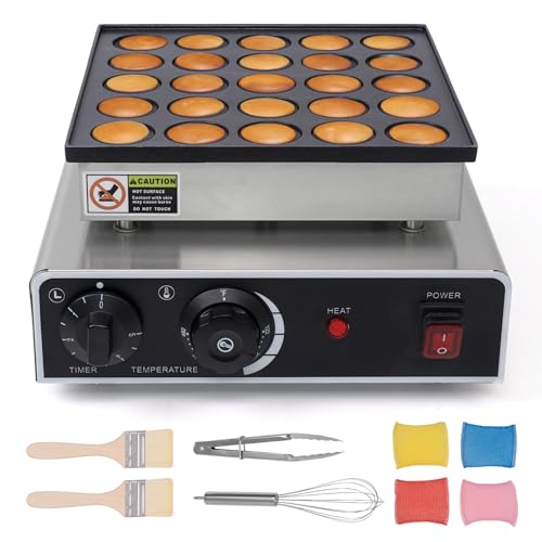 Dyna-Living Mini Dutch Pancake Maker 25PCS Commercial Mini Pancake Maker Non-stick Dorayaki Maker Electric Dutch Pancake Baker 950W Mini Pancake Dutch Machine for Home Kitchen