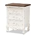 Baxton Studio Levron Classic and Traditional Walnut Brown and Antique White Finished Wood 3-Drawer Nightstand