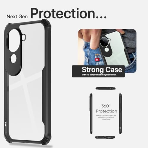 Image of Pikkme Crystal Clear Transparent Back Cover | Ultra Hyrbid | Full Camera Protection | Raised Edge | Bumper Case for iQOO Z9s 5G (Black)