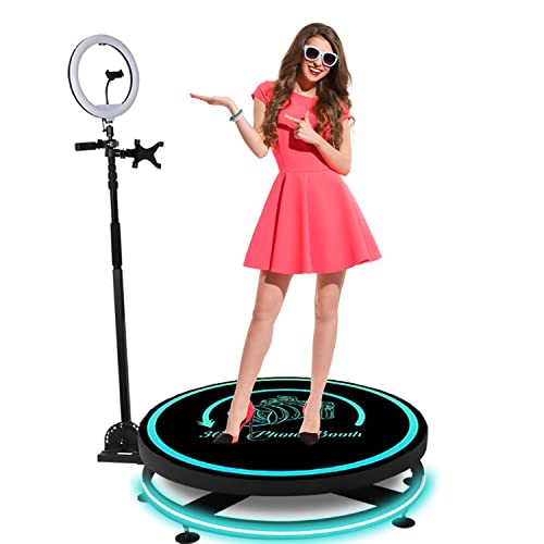 Portable 360 Photo Booth Machine for Parties People to Stand on with Free Logo Remote Control Automatic 360 Spin Camera Booth with Extendable Stand (31')