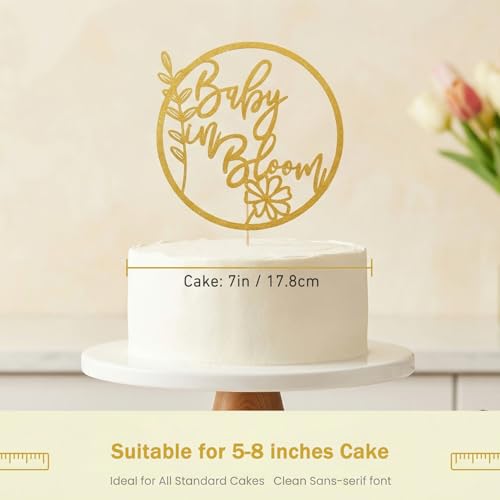 Baby in Bloom Cake Topper - Flower Theme Baby Shower Cake Topper, Floral Baby Shower Gender Reveal Patry Cake Decorations