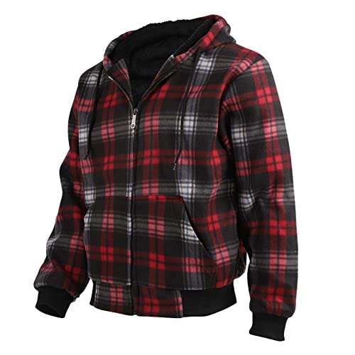 Yasumond Mens Buffalo Plaid Jacket Zip Up Sherpa Lined Fleece Flannel Coats3