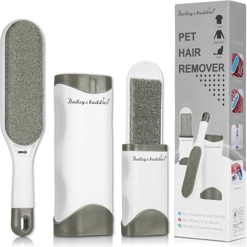 Bailey & Buddies Brosse Anti Poils Animaux pour Chat et Chien, Rouleau Ramasse Poils Réutilisable, Autonettoyant Double Face pour Canapé, Tapis, Vêtements,...