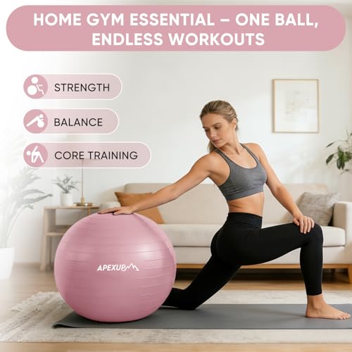 Image of APEXUP Yoga Ball, 660 lbs Anti-Burst Exercise Ball with Pump, 5 Sizes | Anti-Burst, Anti-Slip, SGS Certified, Strengthens Core, Improves Balance & Posture, Boosts Flexibility & Stability