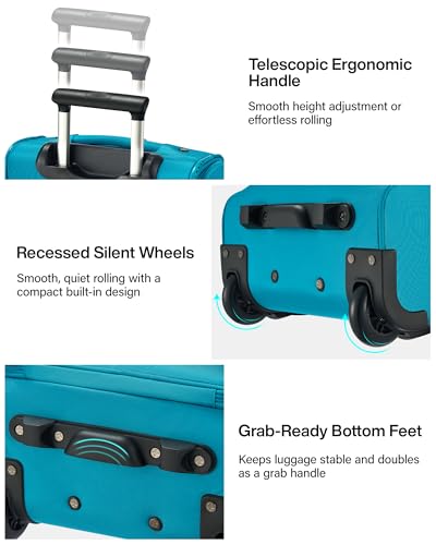 Image of Hanke Underseat Carry On Luggage with Wheels, 17 Inch Rolling Bag