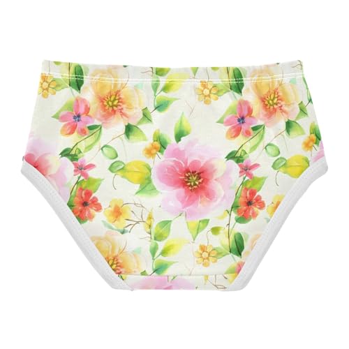 Pastel Colorful Flowers Green Leaves Girls Underwear Toddler 2t Cotton Cute Panties Girl Personalized Briefs Underpants2