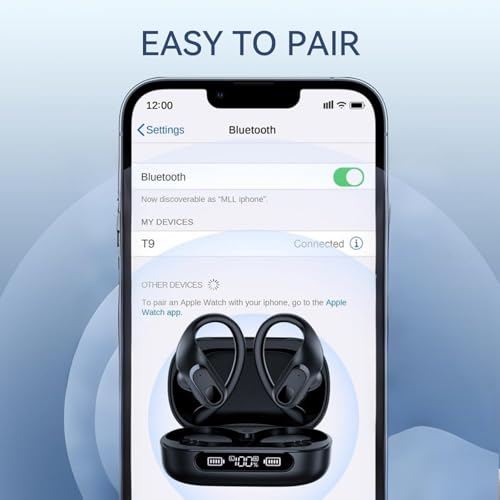 Image of occiam Wireless Earbuds Bluetooth Headphones 96Hrs Playback Sport Over-Ear Waterproof with Earhooks ENC Mics Clear Call for Running Workout Matte Black