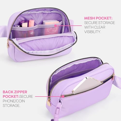 Image of mibasies Initial Fanny Pack for Girls, Birthday Gifts for 4 5 6 7 8 9 10 11 12 13 Teen Girl - Cute Personalized Trend Stuff - Lavender S