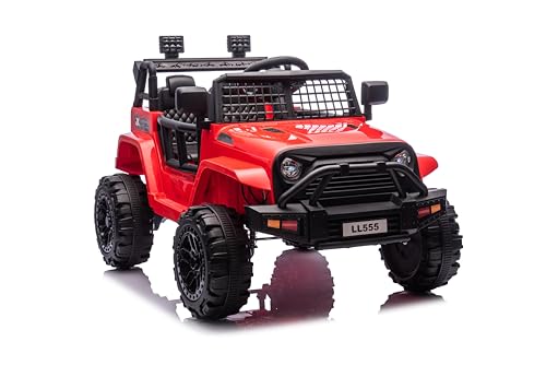 FINOOS Coche electrico para niños12V, Carro Infantil con Mando a Distancia de 2,4 GHz, 2 x Motor 12V 35W, 2 Puertas, de 1 a 4 Años (Rojo)
