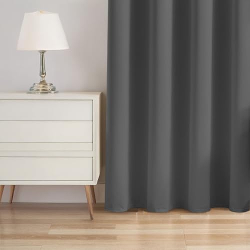 Image of LINENWALAS 100% True Blackout Curtains for Window (6 Feet) - Set of 2 | Matte Finish Complete Light Block | Thermal Insulated & Noise Reducing Room Darkening Curtains | UV Protection (Steel Grey)
