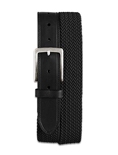 Harbor Bay by DXL Big and Tall Stretch Braided Leather Belt, Black 42/44