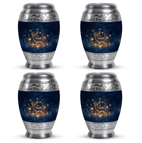 Image of Deer Urn Small Funeral Urns for Adult Ashes Women 3 Inch 4 Qty | Decorative Mini Burial Urns Keepsakes for Ashes