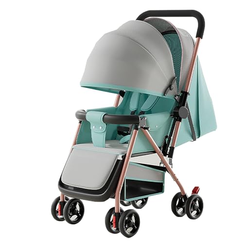 2 En 1 Silla De Paseo Bebé,Carrito,Carro Bebé,Carrito Bebé,3 Posición Reclinada,Cinturón De 5 Puntos,Posición Tumbada,Ligero,Impermeable(Green)