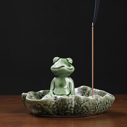 Porta incenso Ceramica Zen Rana Meditazione Bruciatore di incenso Decorazione del desktop Porta incenso Ornamenti di incenso Bruciatore di incenso artigianale