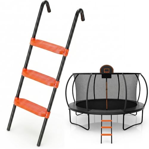 N1Fit Trampoline Ladder - Universal 3-Step Trampoline Steps Supporting up to 220 lbs - Powder Coated & UV Treated Trampoline Stairs Accessories for Kids All Weather Exposure - Sturdy & Safe Design