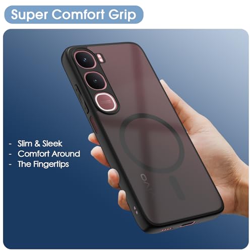 Image of Amazon Basics Back Cover for Vivo Y31 5G Compatible with Mag-Safe Smoke Back | Shockproof Design | Hard Transparent Back Case (Black Smoke Mag-Safe)