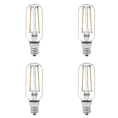 HERO-LED T8-DS-2W-WW27 Dimmable T8 E12 2W Candelabra Style LED Vintage Antique Filament Bulb, 25W Equivalent, Warm White 2700K, 4-Pack