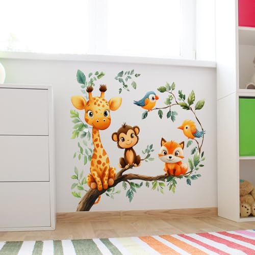 Vinilos decorativos animales adorables acuarela para niños miniatura 3
