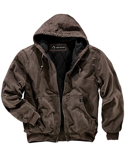 DRI Duck Cheyenne Men's Cotton Canvas Hooded Work Jacket, 5020, Medium, Black