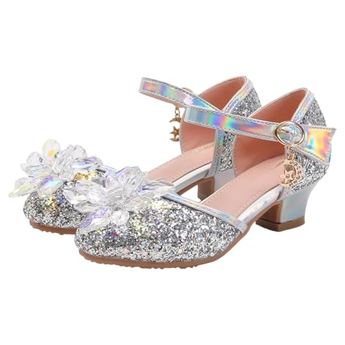 IWIHMIV Toddler Princess Shoes Girls Close Toe Ankle Straps Low Heel Dress Sandals Girls Dressy Sandals2