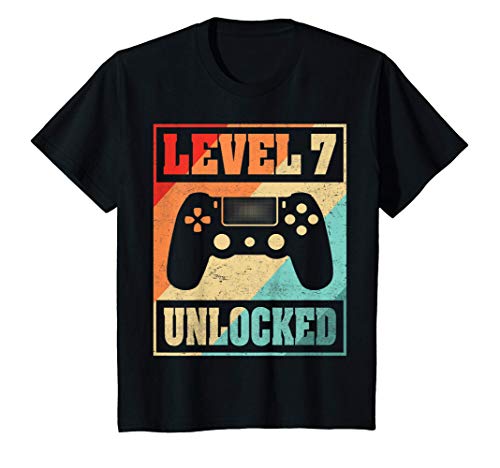 Niños Level 7 Unlocked Awesome Since 2013 Video Game 7th Birthday Camiseta