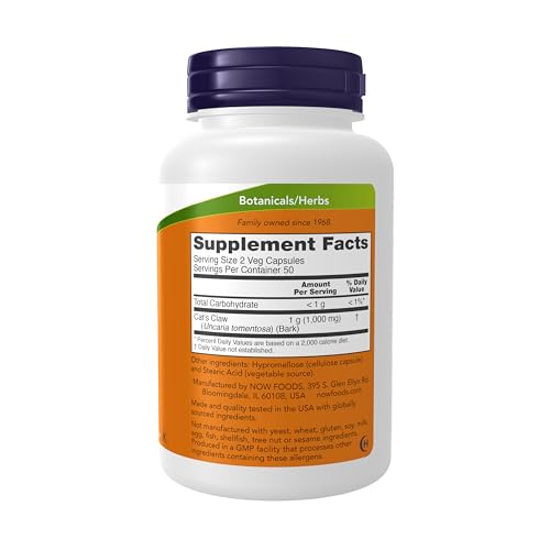 Now Foods - Cat's Claw (UNA De Gato) 500 Mg. 100 Capsules
