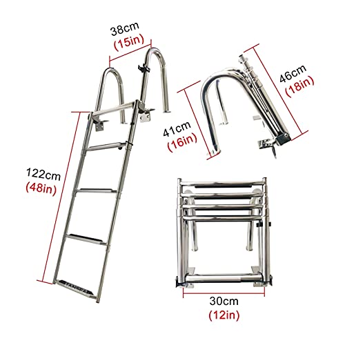 Escalera plegable telescópica para bote con barandales miniatura 4