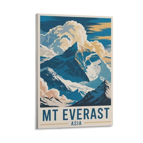 Poster Mt Everest Asie 60x90cm vintage pour déco de bureau