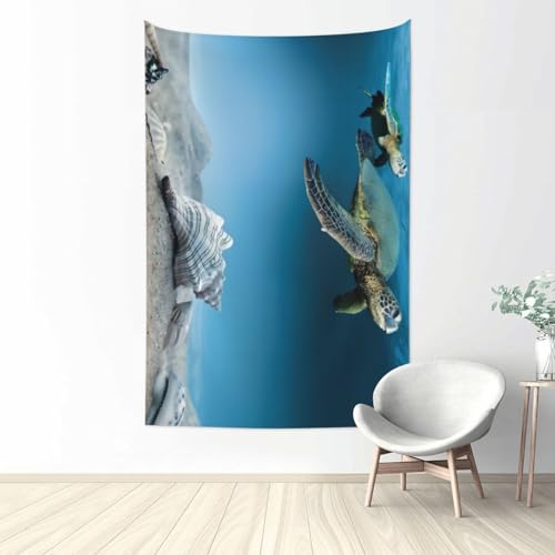 Tapisserie murale esthétique tortue pour habiller un mur vide sans peinture