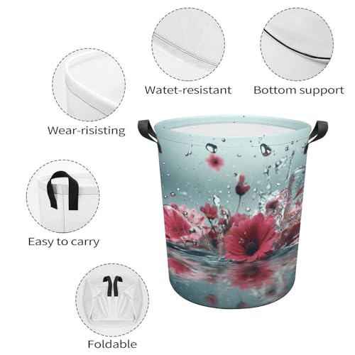 Panier à linge pour chambre à coucher déco fleurs d'eau - 5