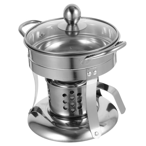 TOYANDONA 1 Juego Olla de Hot Pot Inoxidable con Estufa de Alcohol para Camping Hornillo Portátil para BBQ y Picnic Resistente Altas
