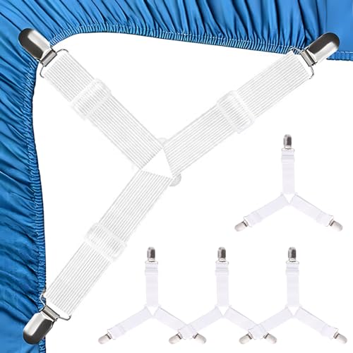 【Materiali di alta qualità】: le nostre cinghie in lamiera sono realizzate con elastici di alta qualità, robuste clip in metallo antiruggine e clip in plastica integrate, resistenti all'usura, robuste e durevoli. Le clip per le cinghie del letto sono appositamente progettate con distanziatori integrati per aiutare le clip a tenere saldamente in posizione le lenzuola ed evitare un serraggio eccessivo che potrebbe danneggiare il tessuto del lenzuolo.