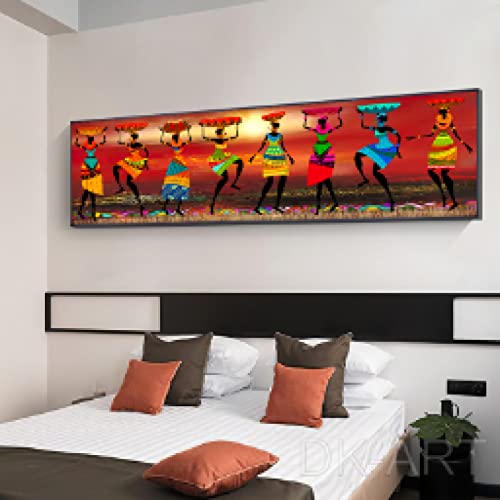 Tableau africain danseuse de salon affiche ethnique tribale 60x180cm