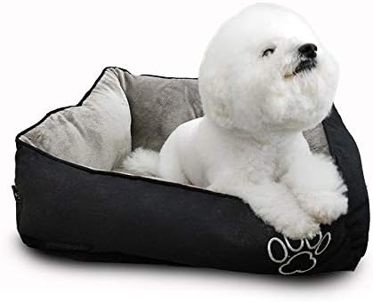 WarmShe Pet Bed for Dogs and Cats, Ultra-Soft Warm Paw Print Pet Bed Sofa Water Resistant with Removable & Washable Cover, Blue L