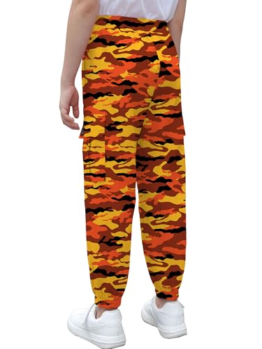 Image of Cromoncent Girls & Womens Camo Print Cargo Pants Outdoor Lightweight Jogger Baggy Pants, 6 Years - XX-Large