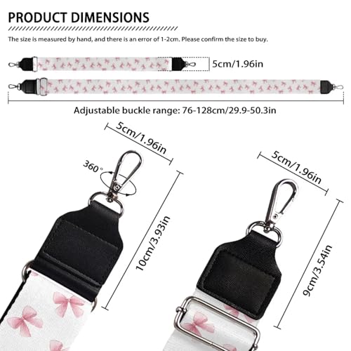 Image of Talayituse Pink Bow Print Shoulder Strap Wide Purse Bag Strap Adjustable Replacement Belt Luggage Crossbody Shoulder Bag Strap for Women Girls