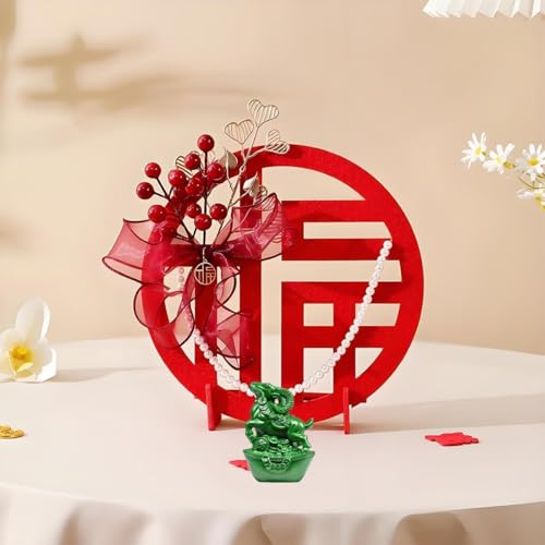 Estatua China Feng Shui Zodiac Cabra Roja Pequeña Madera miniatura 3