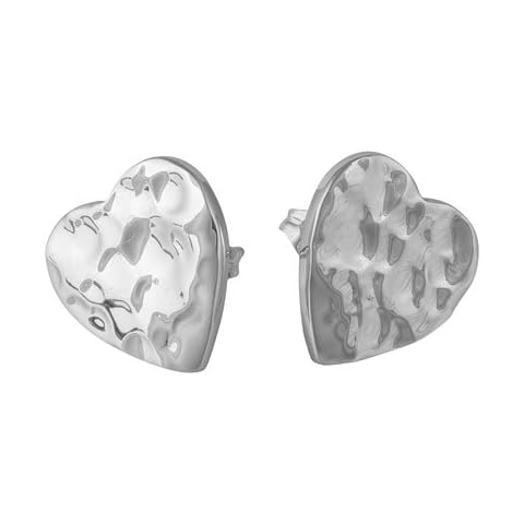 Silver Hammered Heart Stud Earrings Cover