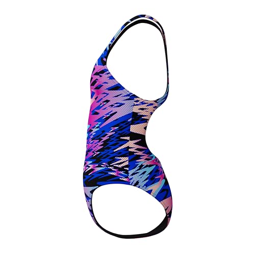 Speedo Hyperboom Print Medalist One Piece Schwimmanzug für Mädchen, Schwarz, 16