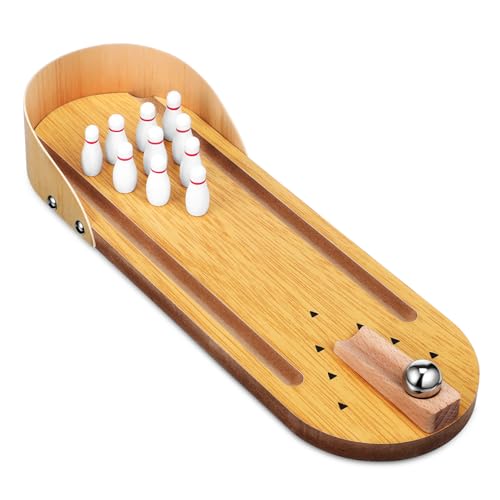 KOMBIUDA 1Set Mini Bowling Set Compact Tabletop Game for Adults Easy to Play Bowling Accessories for Family Entertainment Indoor Fun