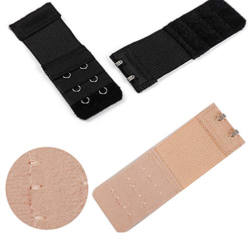 Tugaizi Bra Extenders - 10 Pieces, 2 Hooks, 3 Rows, Elastic Band & Strap, Soft Lingerie Extension Accessories (Black, White, Red, Beige, Dark Beige)3