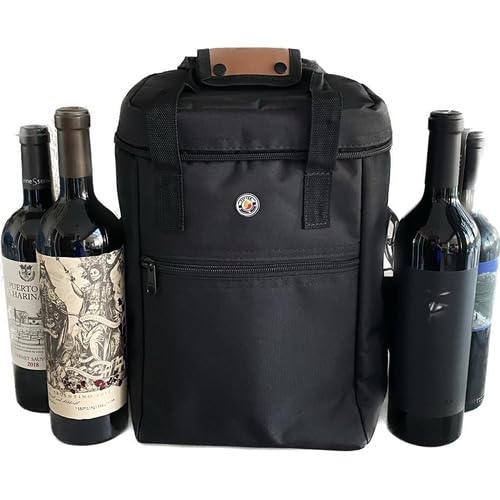 Bolsa Termica Mala para Levar Vinho Wine Bag Cooler para 4 Garrafas de Vinho ou 2 Garrafas e 2 Taças