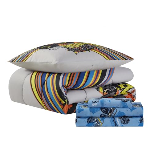 Image of Kids Bedding Set Bed in a Bag for Boys and Girls Toddlers Printed Sheet Set and Comforter, Twin, Monster Truck