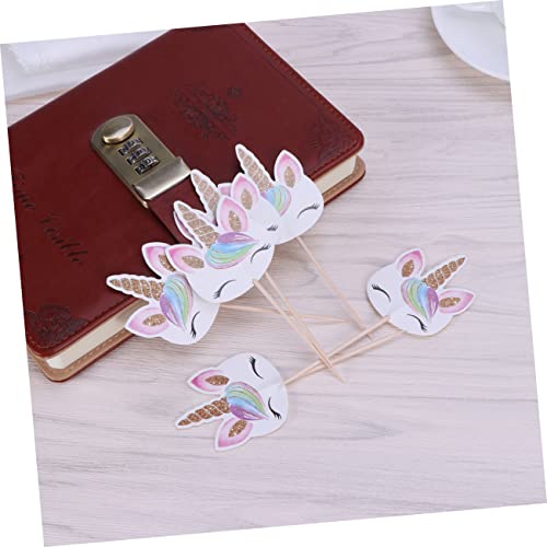 NOLITOY Inserção De Bolo De Cupcake De Chifre 48 Pçs Toppers De Cupcake De Arco-Íris Fondant Present