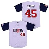 Donald Trump #45 USA Stitched Men's Baseball Jersey (White, L)