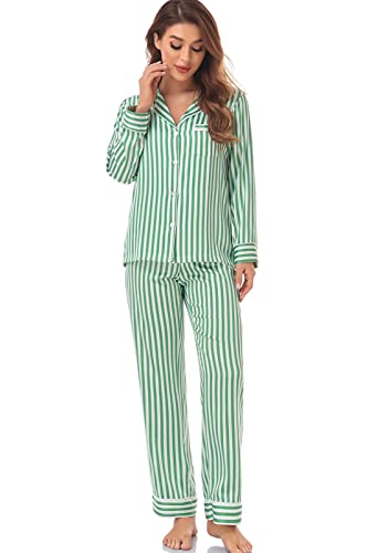Image of Serenedelicacy Women's Satin Pajama Set Long Sleeve Button Down Sleepwear 2-Piece Silky Pj Set