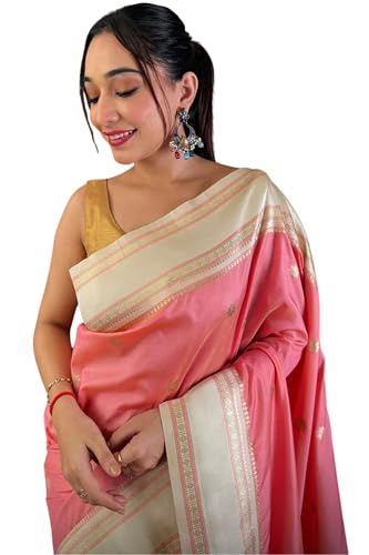 Image of SGF11 Women's Kanjivaram Pure Soft Silk Saree With Unstitched Blouse Piece